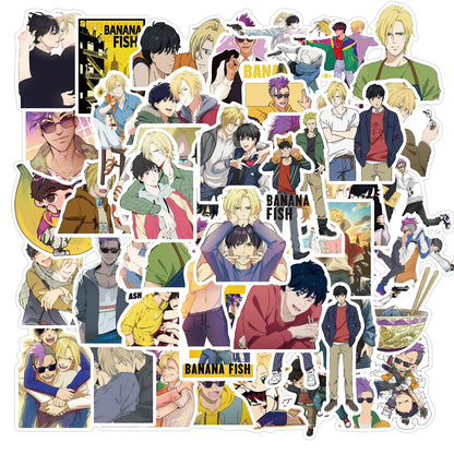 50PCS New Animation Shudder Killer Banana Fish Graffiti Waterproof Sticker Suitcase Notebook Mobile Phone Skate board