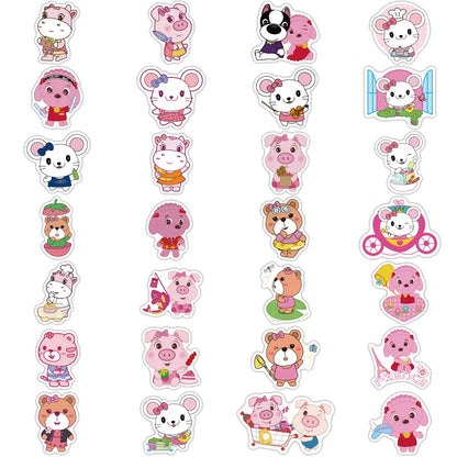 50PCS Pink Animal League Graffiti Notebook Computer Skateboard Guitar Water Cup Waterproof Decorative Sticker