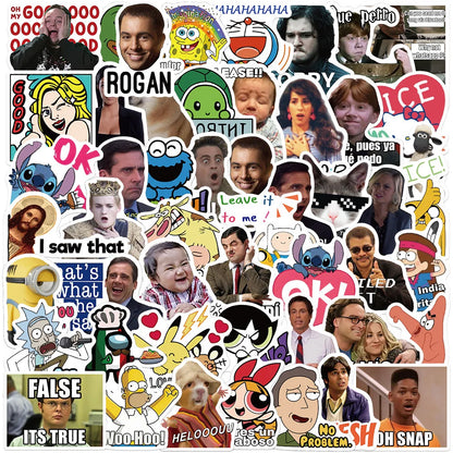 50PCS Cartoon Character Social Emoticon Package Graffiti Stickers Decorative Luggage Laptop Thermos