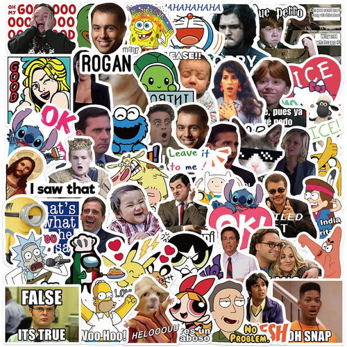 50PCS Cartoon Character Social Emoticon Package Graffiti Stickers Decorative Luggage Laptop Thermos