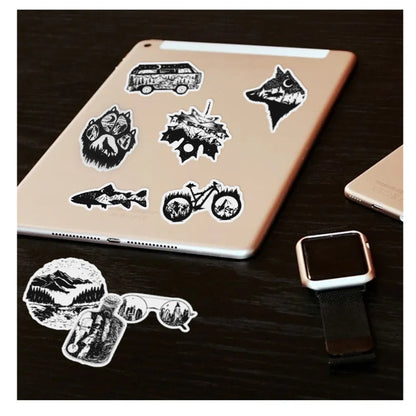 50PCS Creative Black and White Gothic Graffiti Mobile Phone Scrapbook Laptop Luggage Skateboard Guitar Sticker