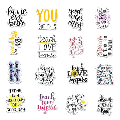 50PCS Black English Inspirational Phrase Graffiti Stickers Car Balance Car Luggage Decoration Stickers