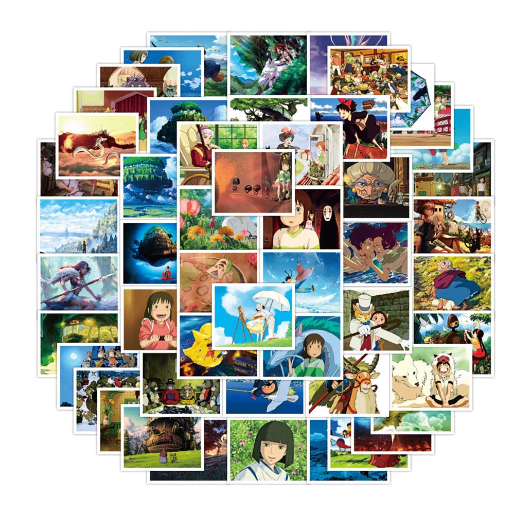 50PCS Cartoon Miyazaki Hayao Cute Anime Character Diary Graffiti Skateboard Decoration Waterproof Sticker Toy
