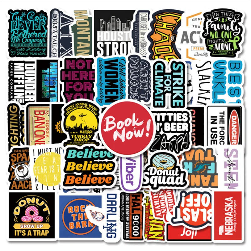 50PCS English Alphabet Cartoon Sticker Graffiti Suitcase Computer Car Helmet Water Cup Graffiti Decoration Toy
