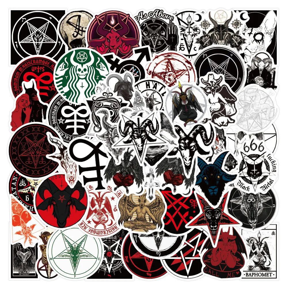 50pcs Creative Cartoon Non Repeating Satan Graffiti Decoration Luggage Compartment Guitar Waterproof Sticker
