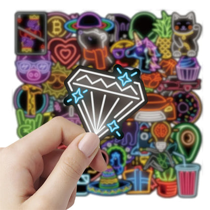 50PCS Neon Graffiti Laptop Guitar Motorcycle Luggage Skateboard Bike Waterproof Sticker