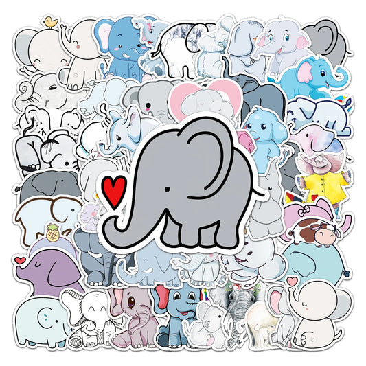 50PCS Elephant Personality Cute Cartoon Animal Graffiti Waterproof Sticker Suitcase Notebook Refrigerator Helmet