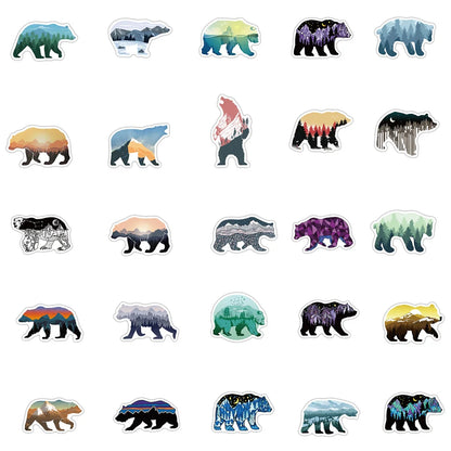 50PCS Mountain Top Color Grizzly Graffiti Stickers Luggage Motorcycle Trolley Case Notebook Waterproof Stickers