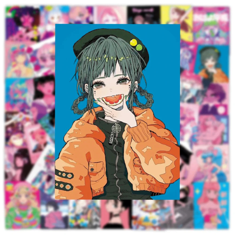 50PCS Japanese Anime Cartoon Teenager Graffiti Sticker Notebook Guitar Water Cup Trolley Case Waterproof Sticker