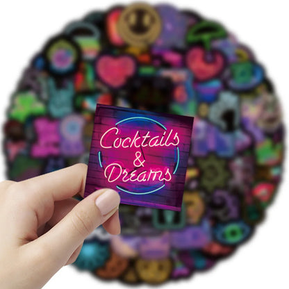 100PCS New Neon Sticker Graffiti Laptop Guitar Motorcycle Luggage Skateboard Bike Waterproof Sticker