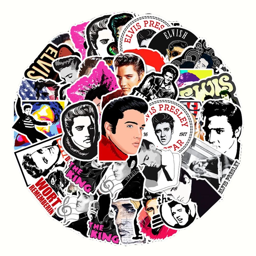 51PCS Singer Elvis Presley Graffiti Waterproof Sticker Suitcase Notebook Skateboard Refrigerator Helmet Water Cup