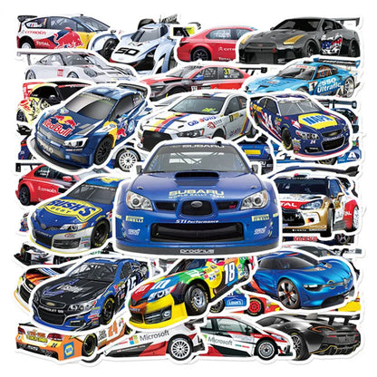 50 pieces of cool cartoon racing car graffiti stickers, personalized decorative suitcases, guitars, laptops, phone cases, waterproof stickers, toys