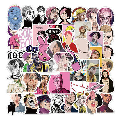 50PCS Rapper Lil Peep Graffiti Waterproof Sticker Suitcase Notebook Mobile Phone Refrigerator Skate board Water Cup