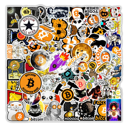 50 pieces of cartoon Bitcoin decorative graffiti stickers, personalized notebook planner refrigerator waterproof sticker toys