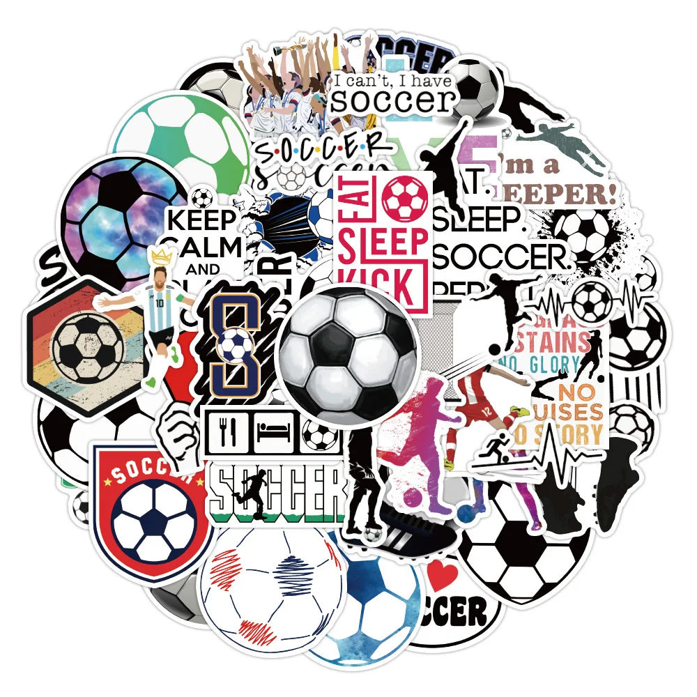50PCS New Football Cartoon Personalized Graffiti Waterproof Sticker Notebook Refrigerator Stationery Box WaterCup