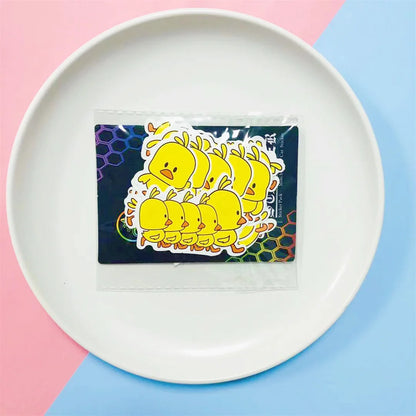 50 pieces of fashionable, simple and cute little yellow duck animated graffiti stickers, personalized DIY luggage, phone cases, computers, scooters, rider accounts, stationery and decorative stickers