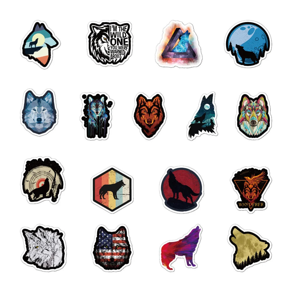 50PCS Fresh Wind Wolf Graffiti Sticker Notebook Skateboard Mobile Phone Decoration Sticker Gift Toy Sticker
