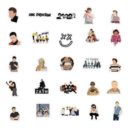 50PCS One Direction Band Suitcase Notebook Mobile Phone Skateboard Refrigerator Helmet Graffiti WaterproofSticker