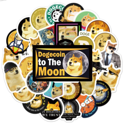 50pcs Dogecoin Graffiti Personalized DIY Decoration Luggage Compartment Guitar Toy Sticker