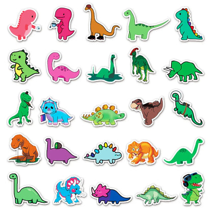 50 pieces of cute cartoon dinosaur decorative style graffiti stickers, personalized, fashionable and creative DIY exquisite decorative decal cups, helmets, skateboard popular sticker toys