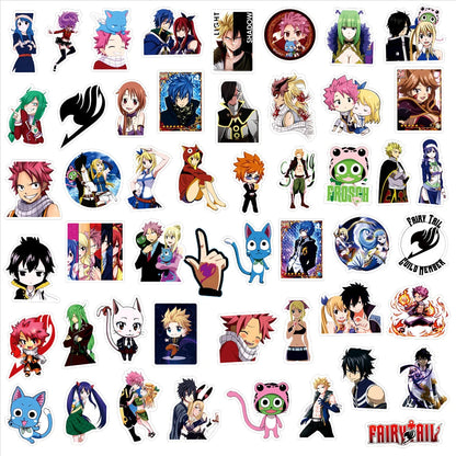 50PCS Anime Fairy Tail Cartoon Graffiti Stickers Mobile Phone Trunk Notebook Car Helmet Non-repetitive Decorative Stickers