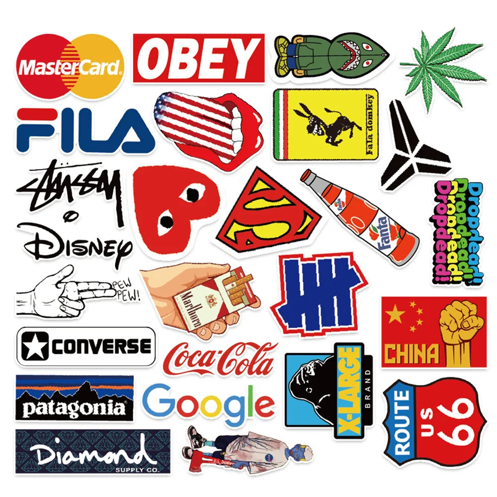 50PCS  Decorative Graffiti Stickers Computer Car Motorcycle Skateboard Stickers Wholesale Waterproof Stickers