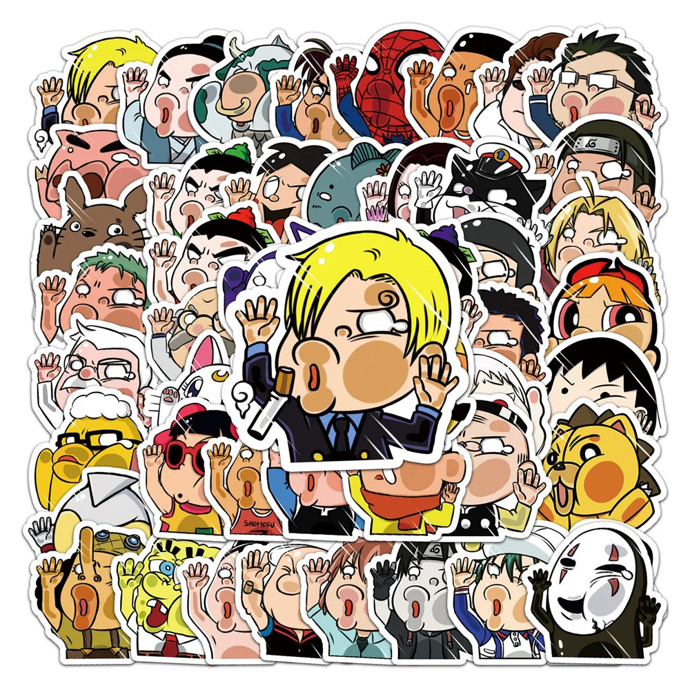50PCS Cartoon Sticker Glass Series Graffiti Sticker Ceramic Cup Laptop Car Refrigerator Waterproof Sticker