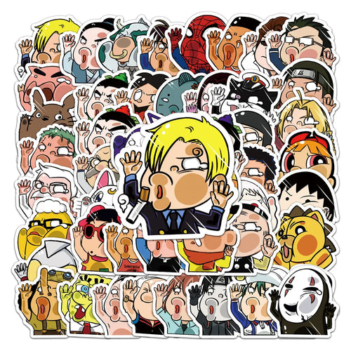 50PCS Cartoon Sticker Glass Series Graffiti Sticker Ceramic Cup Laptop Car Refrigerator Waterproof Sticker