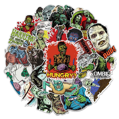 50PCS Zombie Graffiti Sticker Personality Horror DIY Handbook Notebook Skateboard Luggage Sticker