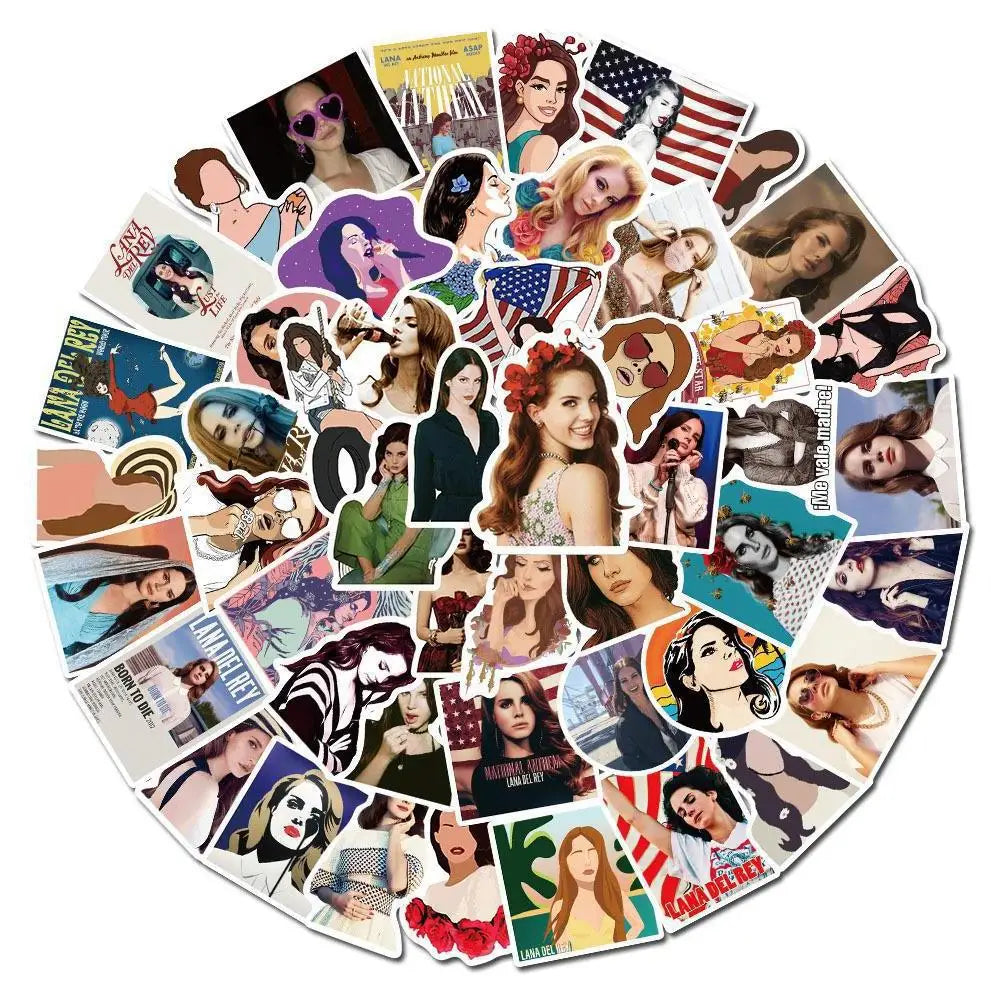50PCS Singer Lana Del Rey Personalized Fashion Decoration Graffiti Waterproof Sticker Notebook RefrigeratorHelmet