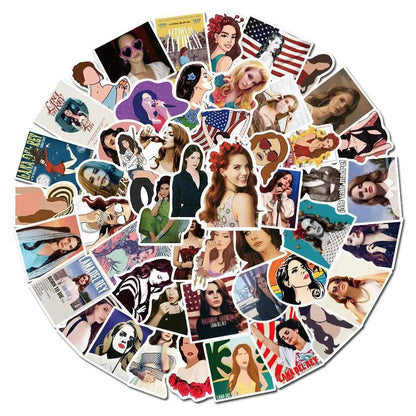 50PCS Singer Lana Del Rey Personalized Fashion Decoration Graffiti Waterproof Sticker Notebook RefrigeratorHelmet