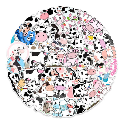 50PCS   Cartoon Cute Cute Cow Stickers Refrigerator Computer Mobile Phone Water Cup Graffiti Stickers