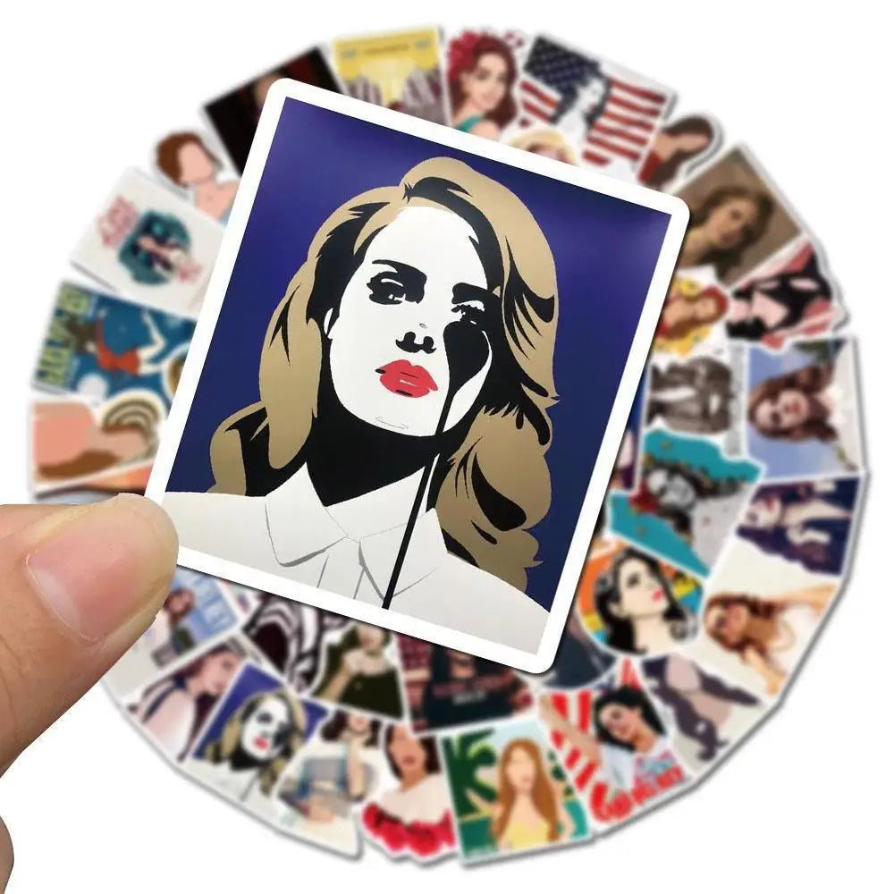 50PCS Singer Lana Del Rey Personalized Fashion Decoration Graffiti Waterproof Sticker Notebook RefrigeratorHelmet