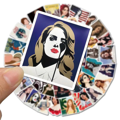 50PCS Singer Lana Del Rey Personalized Fashion Decoration Graffiti Waterproof Sticker Notebook RefrigeratorHelmet
