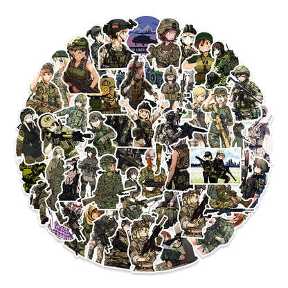 50PCS Anime Camouflage Beauty Cartoon Soldier Graffiti Sticker Skateboard Suitcase Water Cup Phone PVC Sticker