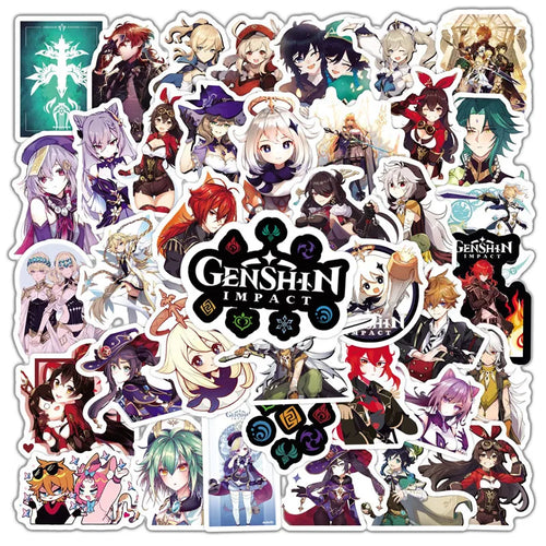 50 pieces of game source cartoon cute character graffiti stickers, personalized DIY skateboard bags, phone cases, notebook books, laptop decoration sticker toys