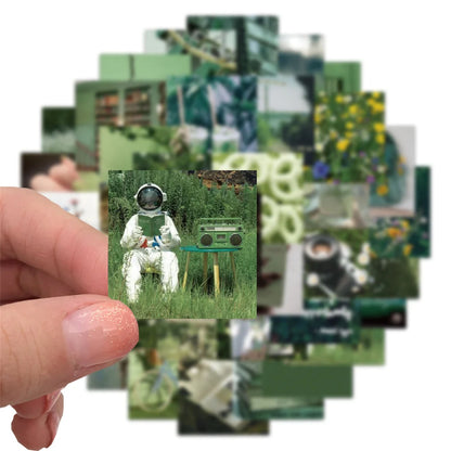 50PCS Green Landscape Picture Graffiti Stickers Decorative Trolley Case Laptop Thermos Waterproof Stickers