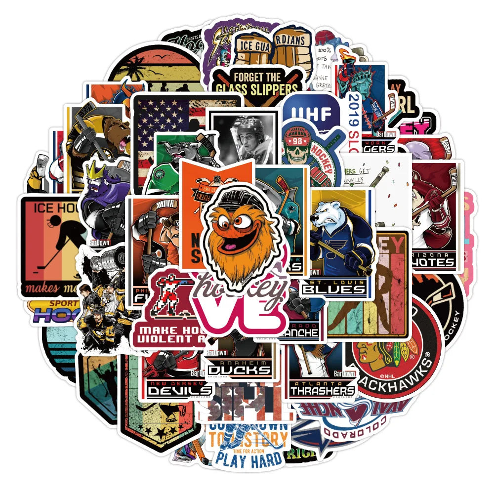 50PCS Hockey Graffiti Sticker Waterproof Luggage, Laptop Computer Cup, Refrigerator Slide, Helmet Sticker,Custom