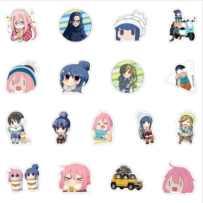 50PCS cartoon and anime character swing camping decorative style graffiti stickers, personalized, fashionable and creative trend DIY exquisite decorative decal cups, helmets, skateboard popular stickers