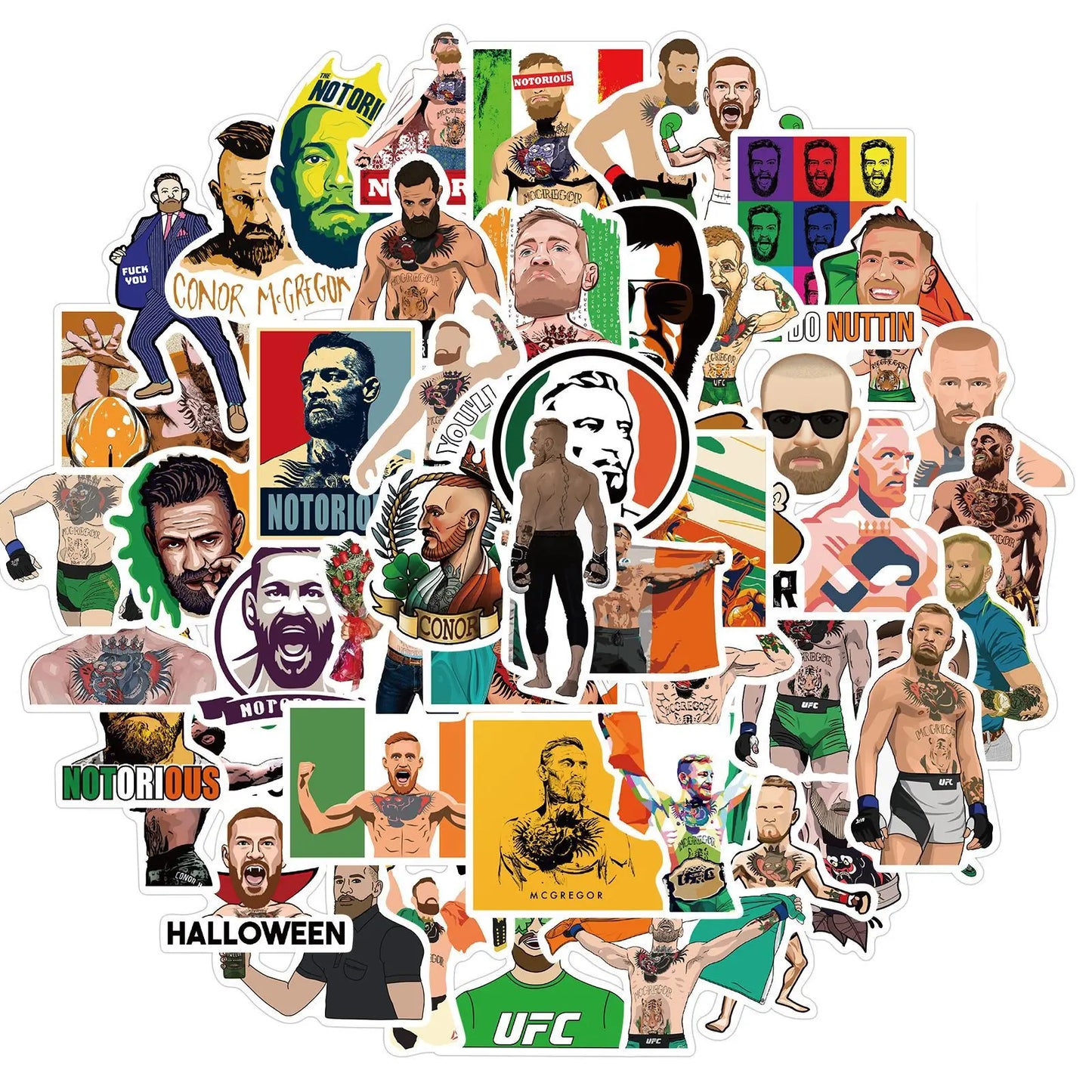 50PCS Fighter Conor McGregor Graffiti Stickers Personalized Fashion Creative Trend DIY Exquisite Decorative Decals for Cups Helmets Skateboards Popular Stickers Toys