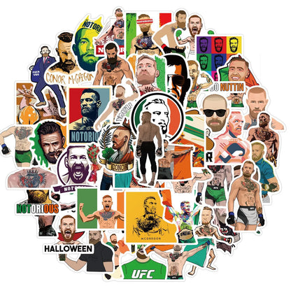 50PCS Fighter Conor McGregor Graffiti Stickers Personalized Fashion Creative Trend DIY Exquisite Decorative Decals for Cups Helmets Skateboards Popular Stickers Toys