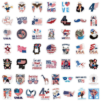 50PCS American Independence Day Graffiti Sticker Waterproof Luggage Laptop Scooter Water Cup Sticker