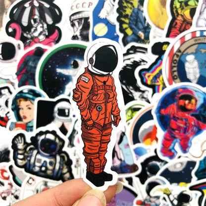 50PCS Cute Classic Astronaut Space Cartoon Notebook Graffiti Waterproof Suitcase Helmet Sticker Decoration