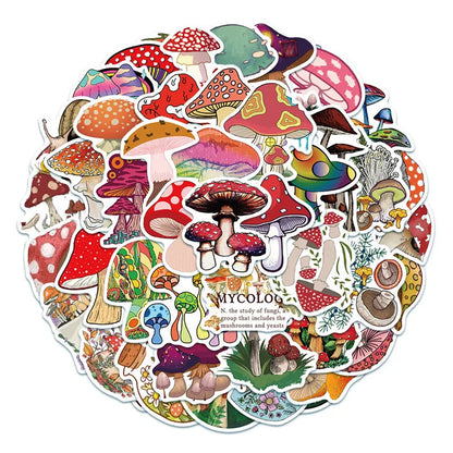50PCS Plant Mushroom Cute Cartoon Graffiti Toy Notebook Mobile Phone Guitar PVC Waterproof Stickers