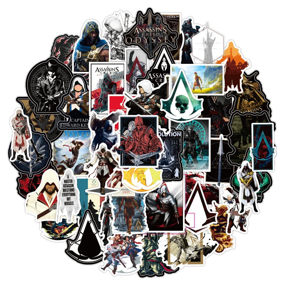 50PCS New Assassin Creed Personalized Decoration Graffiti Waterproof Sticker Notebook Skateboard Helmet Water Cup
