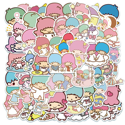 50PCS Cartoon Cute Little Twin Star Graffiti Laptop Guitar Skateboard Water Cup Waterproof Decoration Toy