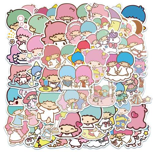 50PCS Cartoon Cute Little Twin Star Graffiti Laptop Guitar Skateboard Water Cup Waterproof Decoration Toy