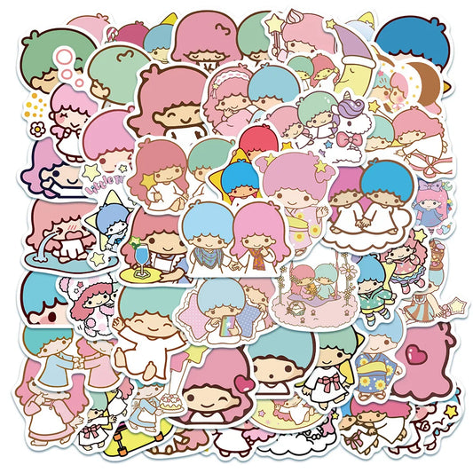 50PCS Cartoon Cute Little Twin Star Graffiti Laptop Guitar Skateboard Water Cup Waterproof Decoration Toy