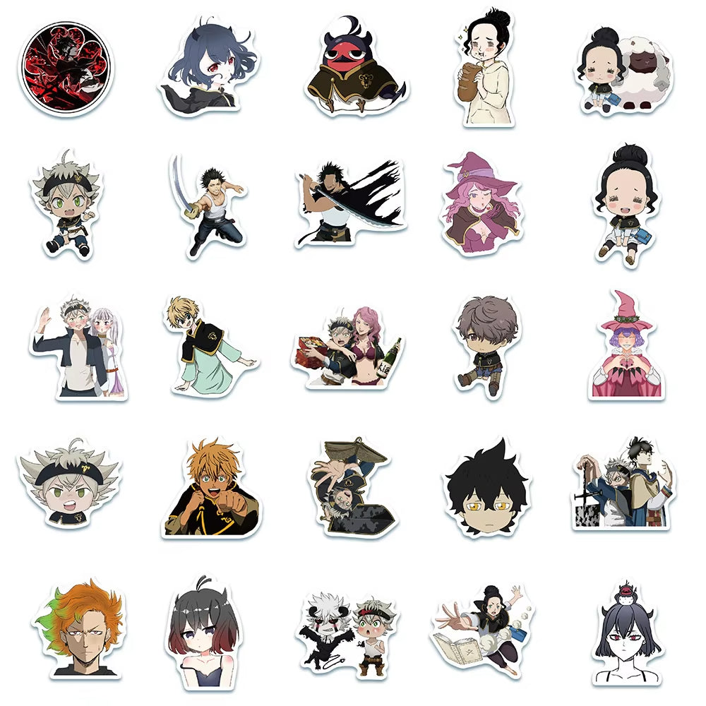 50OPCS Cartoon Black Clover Anime Graffiti Sticker Laptop Suitcase Waterproof Guitar Decoration Toy