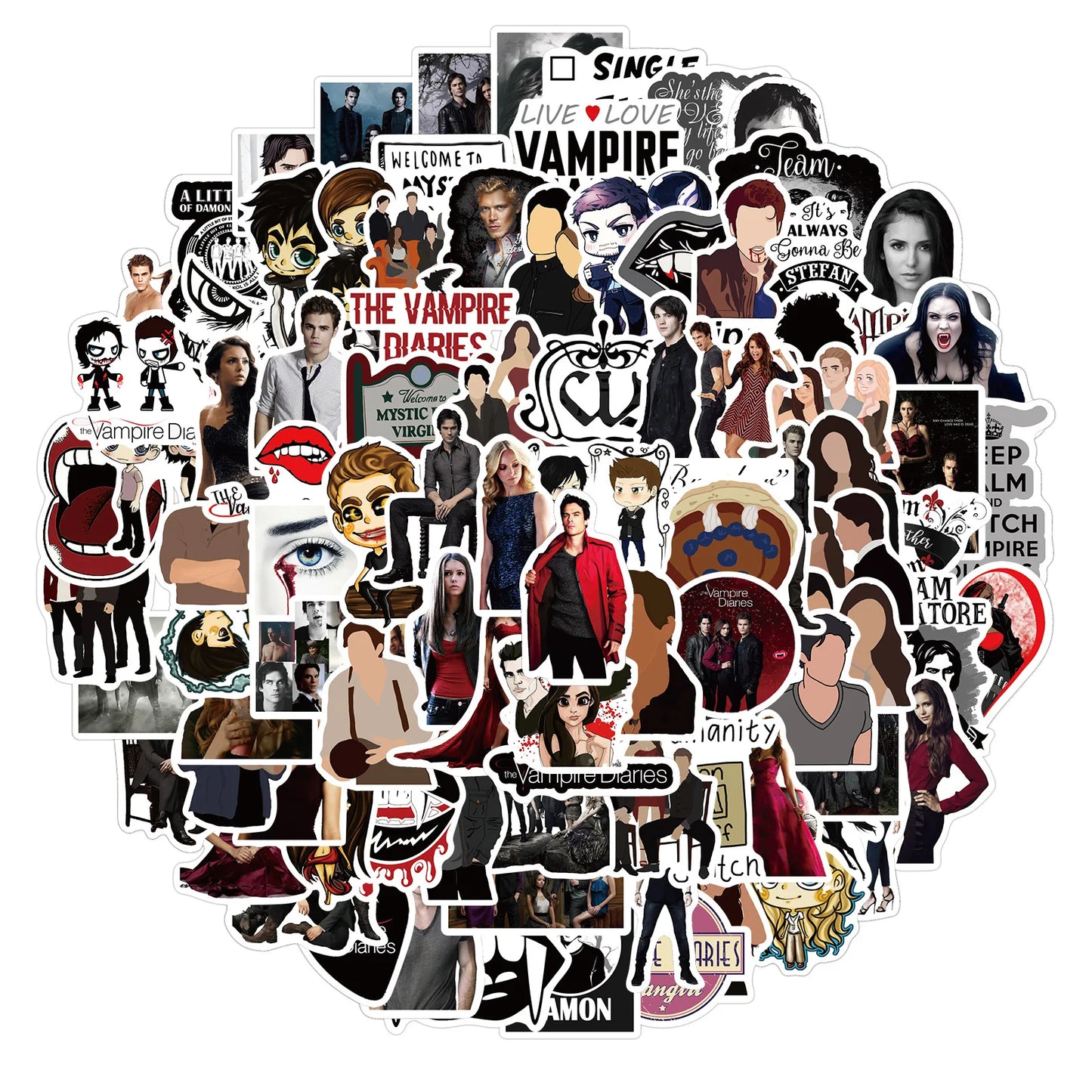 50PCS TV Series Vampire Diaries Character Graffiti Waterproof Sticker Suitcase Notebook Stationery Box Water Cup